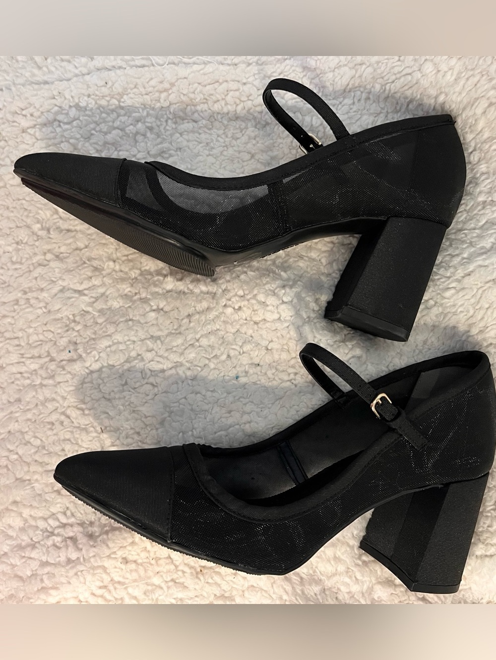 Anne Klein Black iFlex Bryant Mesh Women’s Block Heels 9.5